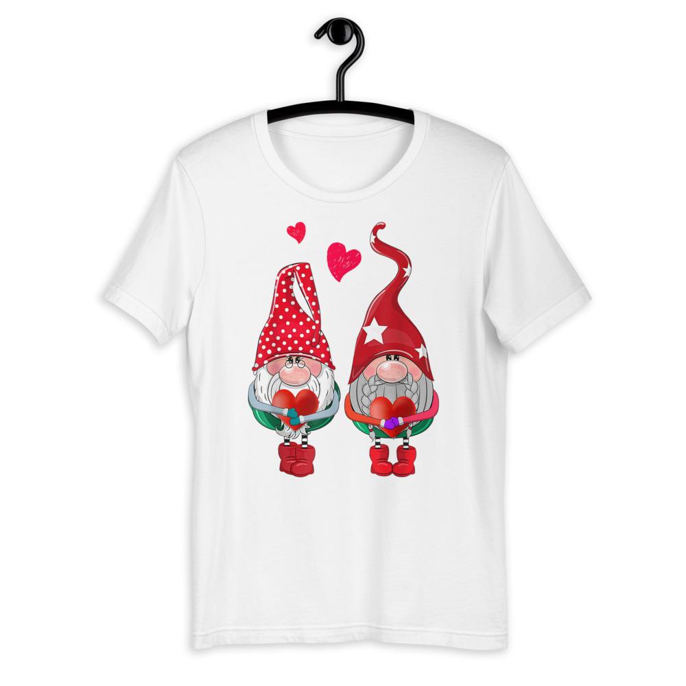 Valentine couple Sublimation Gnomes Matching Short-Sleeve Unisex T-Shirt