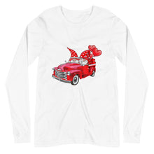 Load image into Gallery viewer, Valentine couple Cute Three Gnomes Truck Balloons Unisex Long Sleeve Tee
