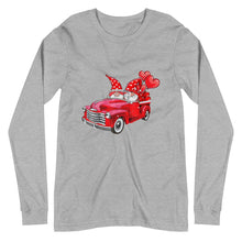 Load image into Gallery viewer, Valentine couple Cute Three Gnomes Truck Balloons Unisex Long Sleeve Tee
