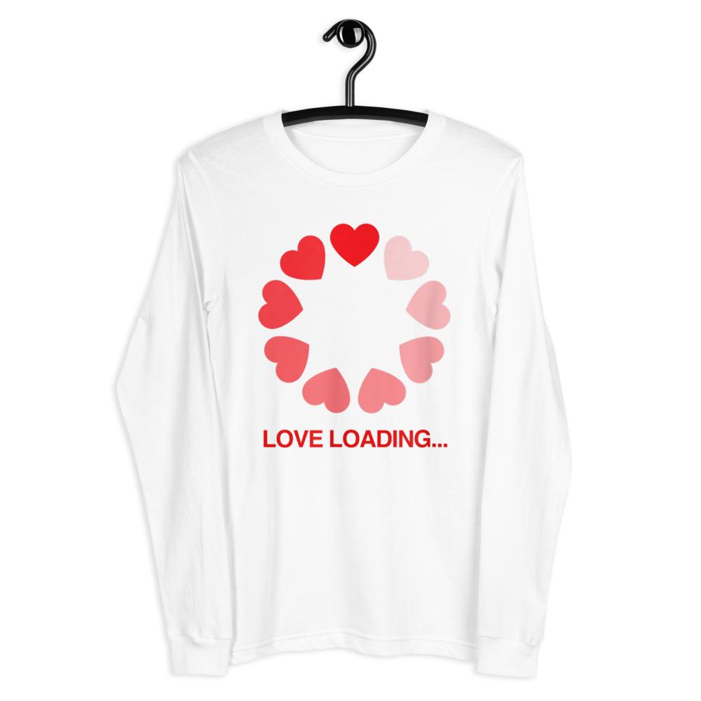 Valentine couple Women Loading Computer Girl Heart Unisex Long Sleeve Tee