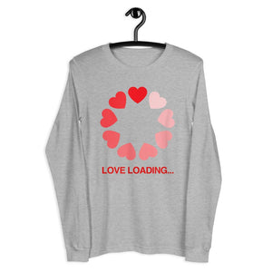 Valentine couple Women Loading Computer Girl Heart Unisex Long Sleeve Tee